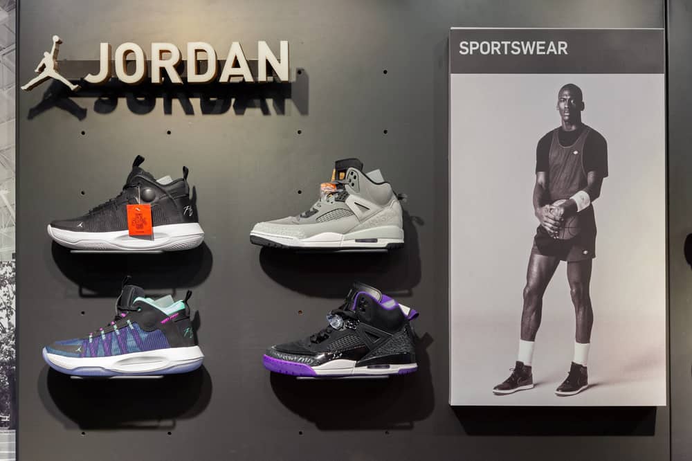 Air Jordan sneakers and  picture of Michael Jordan