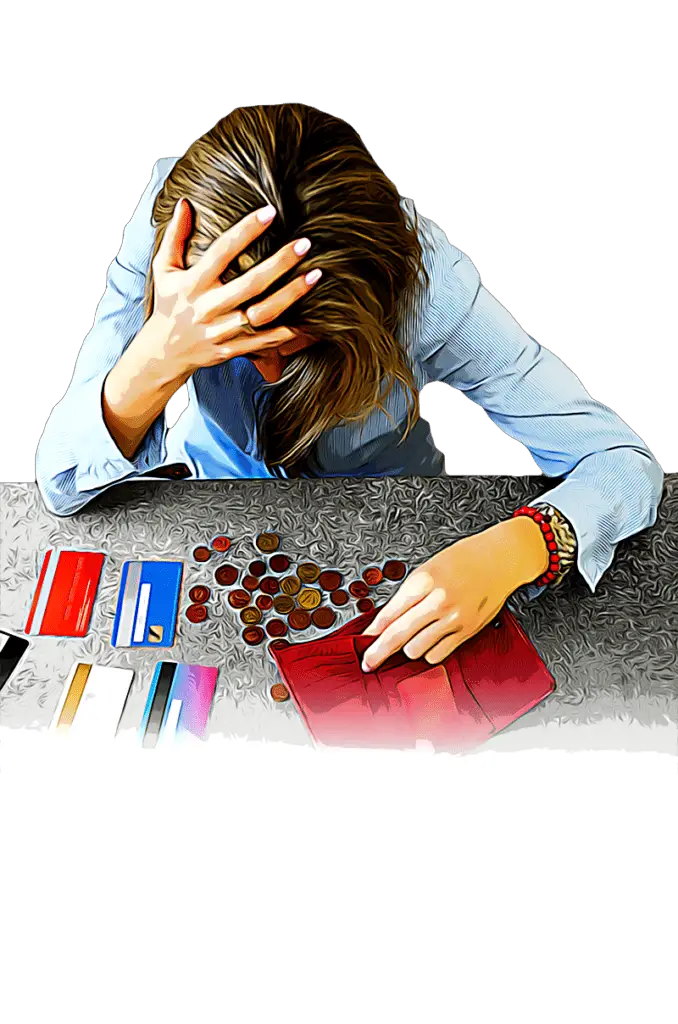 woman counting pennies